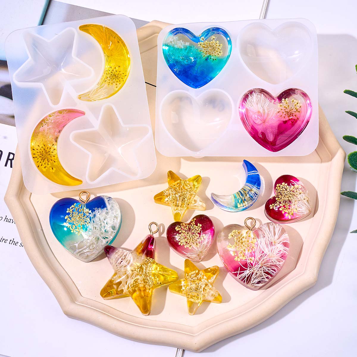 Resin Art Acrylic - Heart Star Moon Pendant Silicone Mold