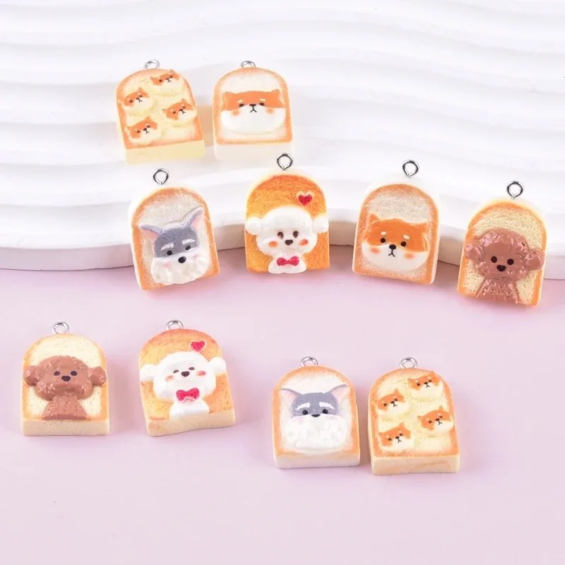 Resin Art Materials Kit - 10Pcs Cute Toast Dog Resin Pendants
