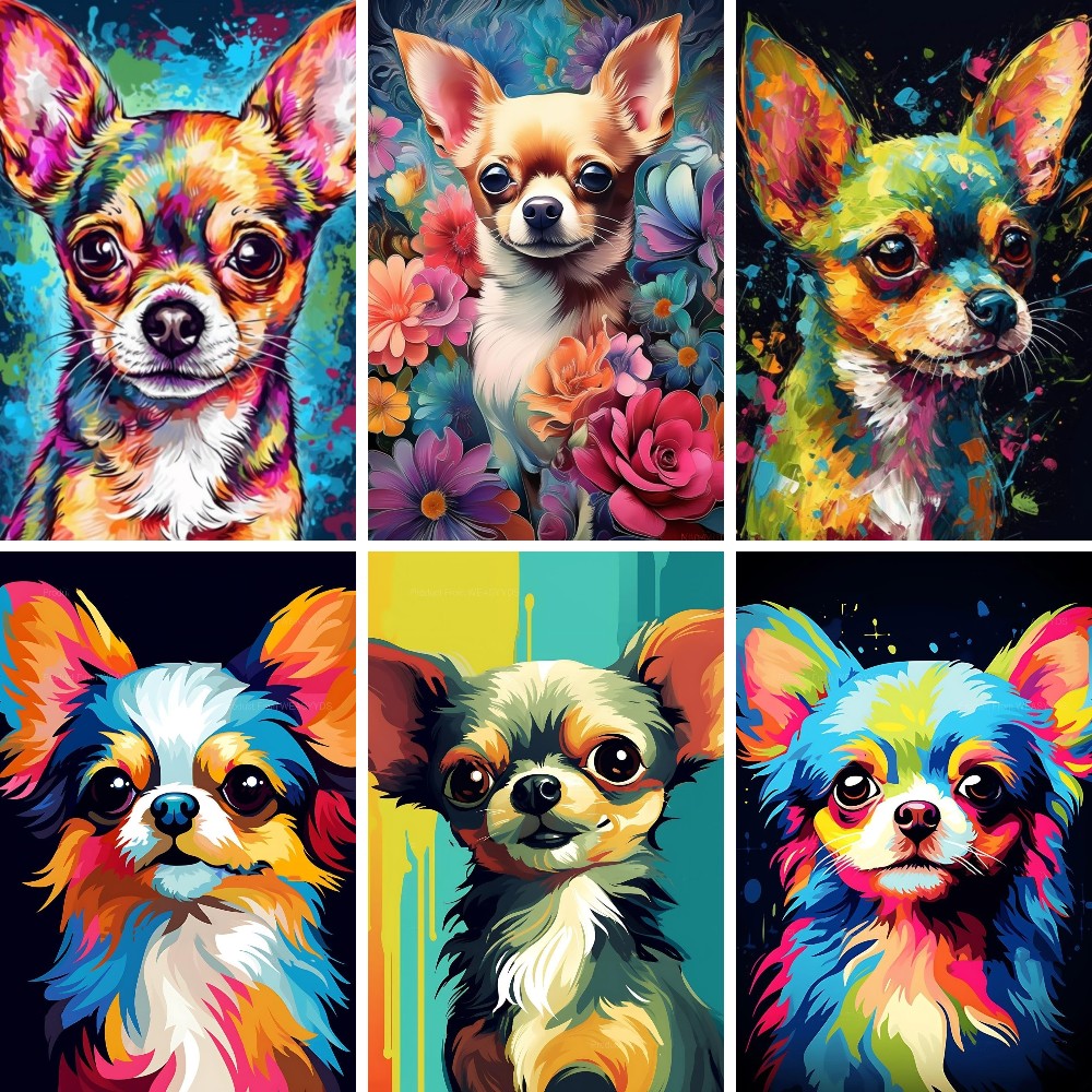 Resin Art Wallpaper - 5D Chihuahua Dog DIY Diamond Painting,Full