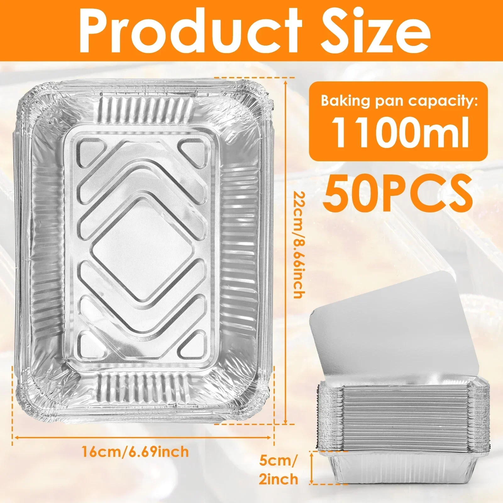 Tray Mold Rectangle - 50/100pcs Aluminum Foil Trays with Lids