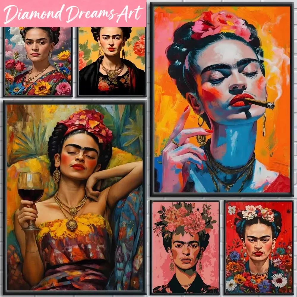 Frameless,Frida Kahlo Style An - Resin Art Wallpaper recension och pris