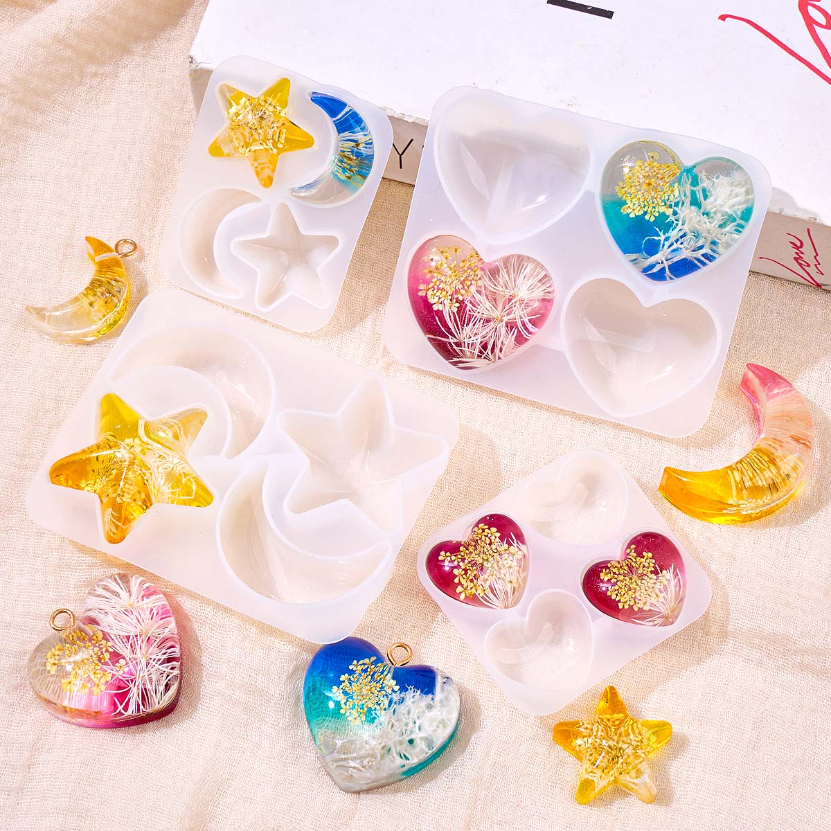 Heart Star Moon Pendant Silico - Resin Art Acrylic recension och pris