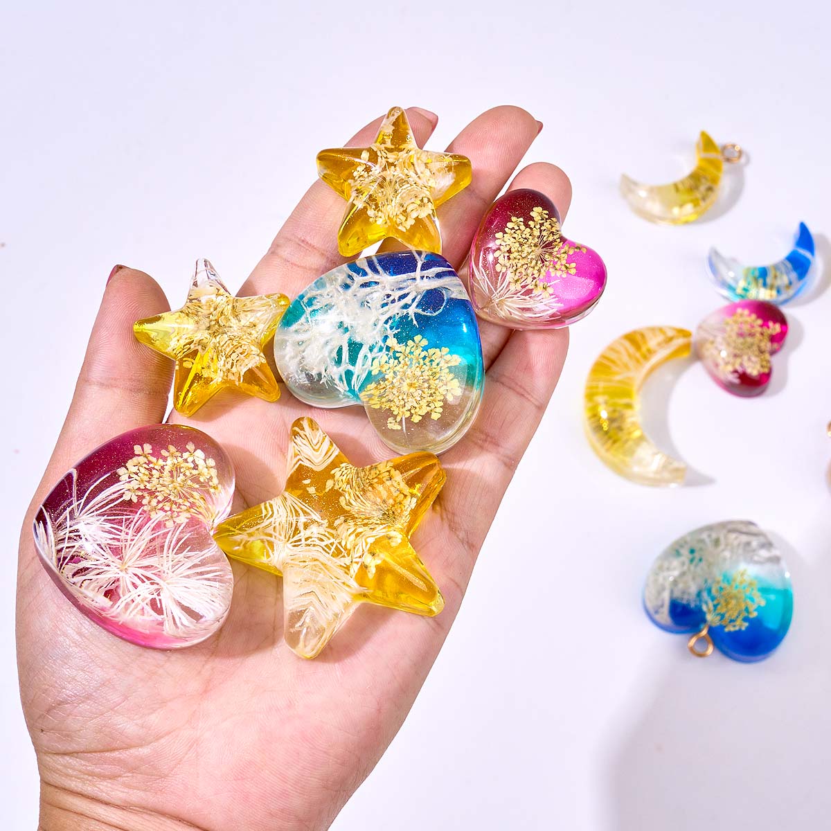 Heart Star Moon Pendant Silico - Resin Art Acrylic recension och pris