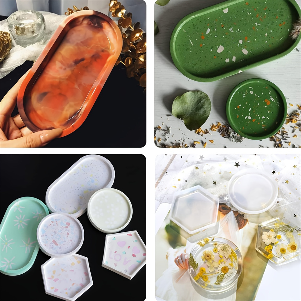 4pcs/Set Storage Tray Coaster  - Resin Art Tray recension och pris