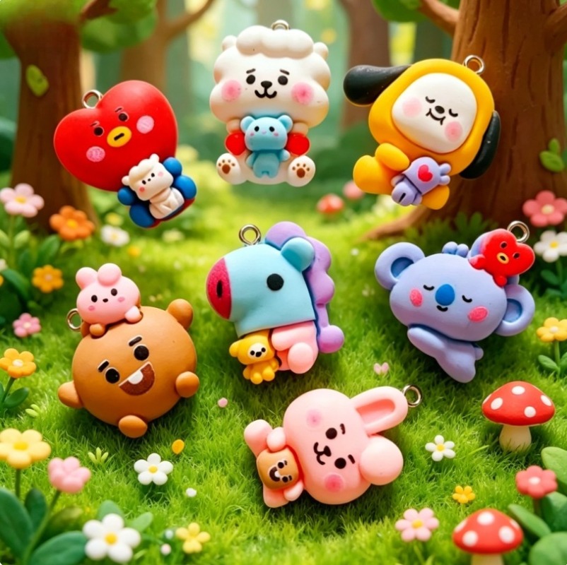 7pcs BT21 Resin Cartoon Charm  - Resin Art Materials Kit recension och pris