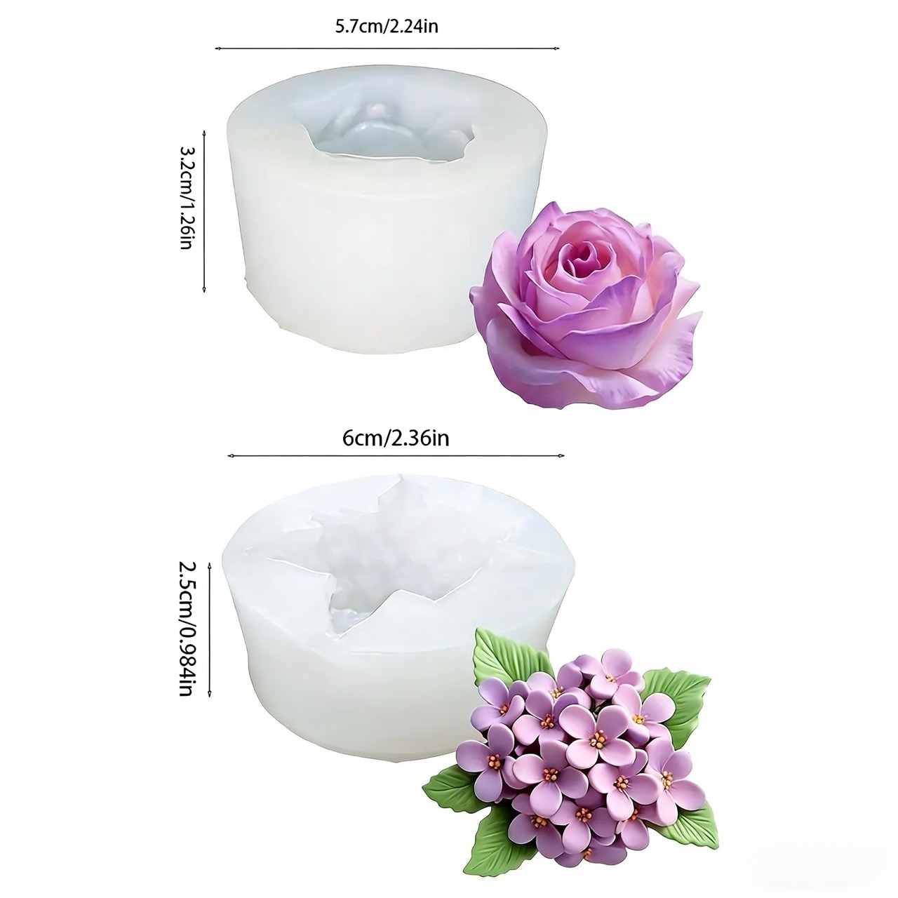 2-Piece 3D Rose and Lilac Sili - Resin Art Of Rose recension och pris