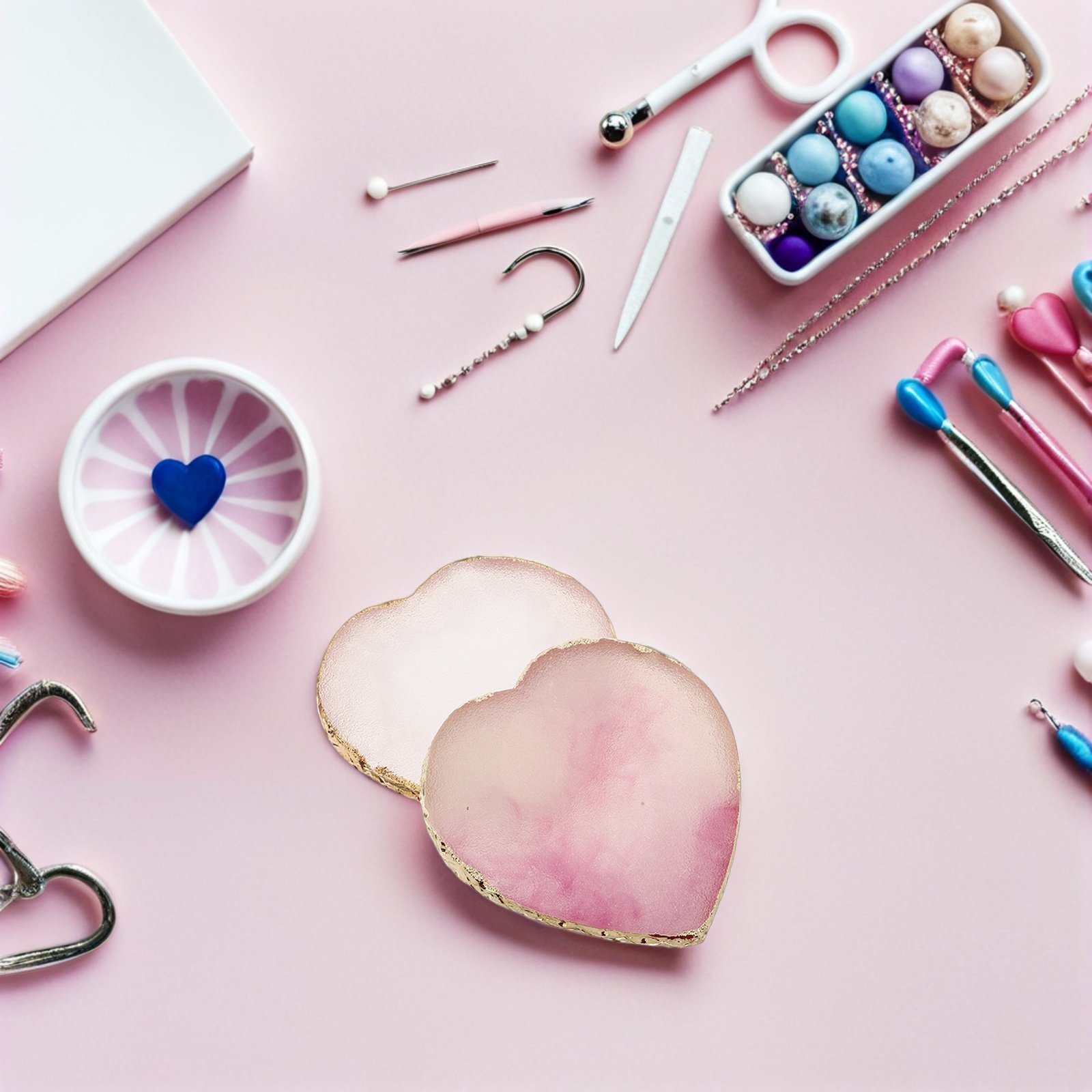 2Pcs Heart-Shaped Resin Nail A - Resin Art Easy recension och pris